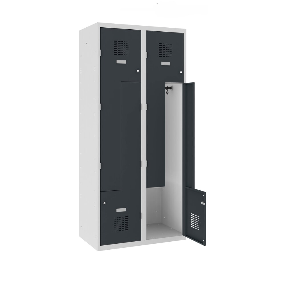 Produktabbildung: Steinbock® Z-Spind, 4 Abteile, Zylinderschloss, HxBxT 1800 x 800 x 500 mm, lichtgrau/anthrazitgrau