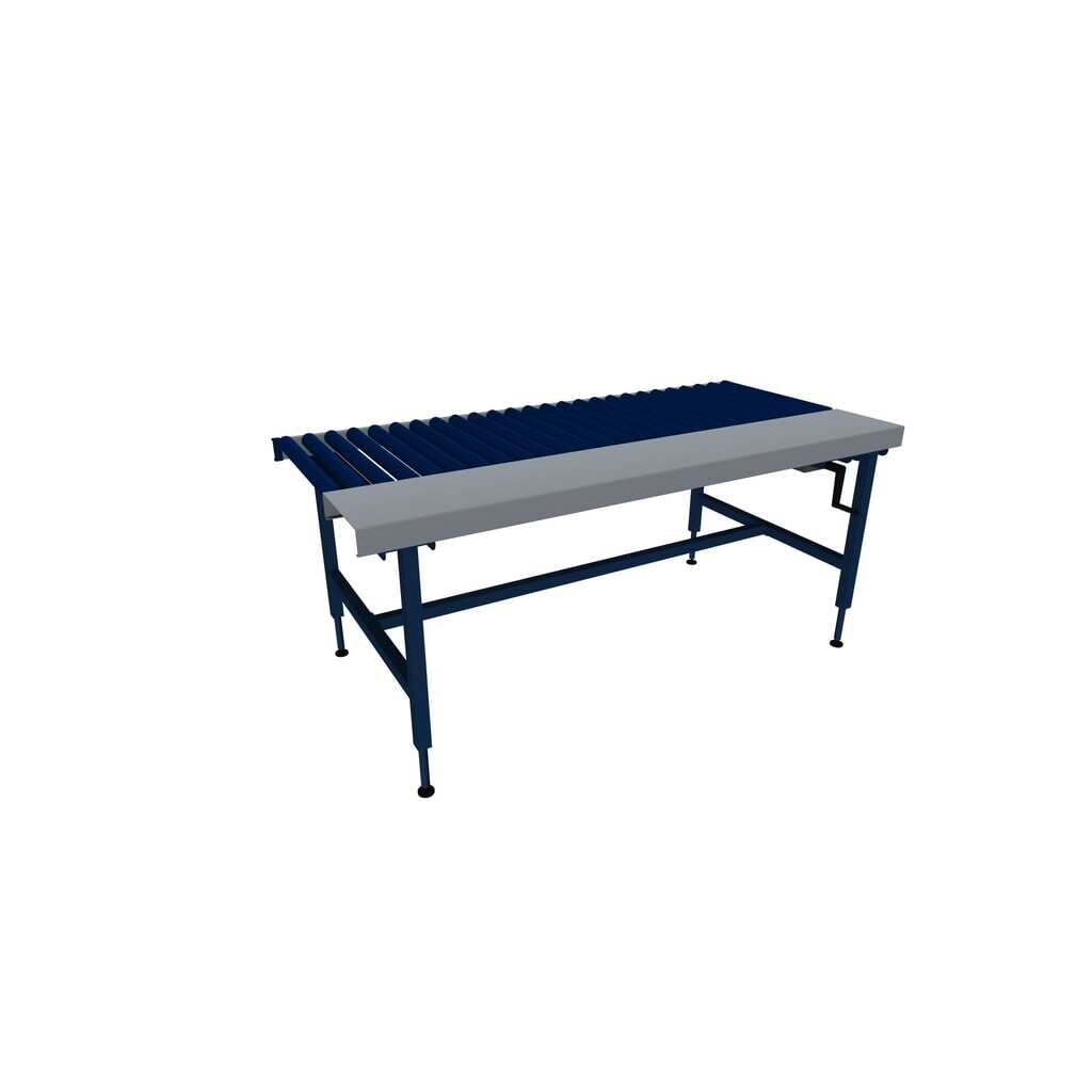 Rocholz Höhenverstellbarer Packtisch SYSTEM 2000, Rollenbahn, manuell, Arbeitsfläche, HxBxT 710–960 mm x 1955 mm x 920 mm Produktabbildung: Rocholz Höhenverstellbarer Packtisch SYSTEM 2000, Rollenbahn, manuell, Arbeitsfläche, HxBxT 710–960 mm x 1955 mm x 920 mm
