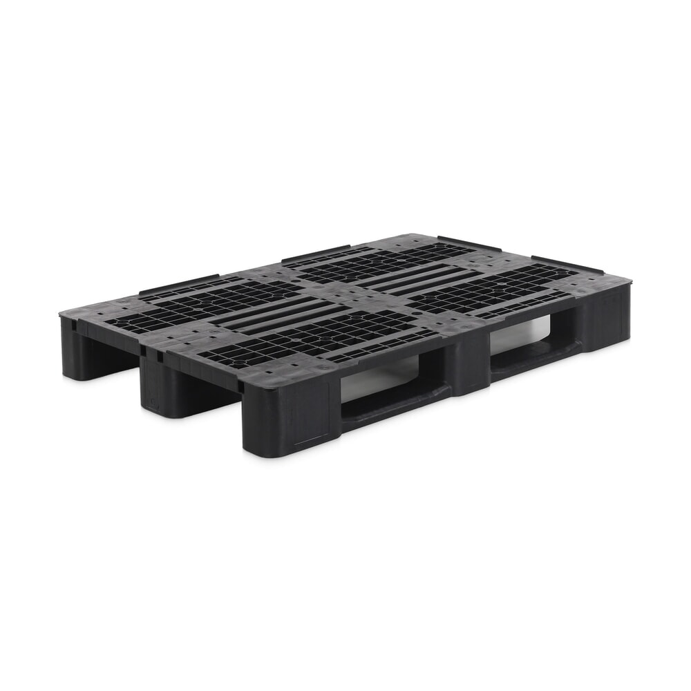 Produktabbildung: Alpha EURO-Kunststoffpalette, HDPE-Regenerat, durchbrochen, 3 Kufen, Tragfähigkeit 5 t