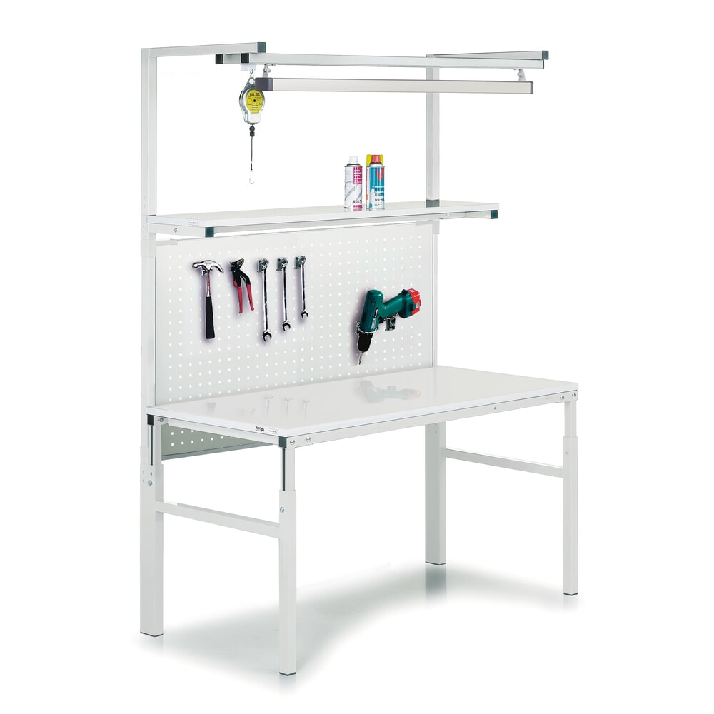 Produktabbildung Nr. 3: TRESTON Arbeitstisch mit Etagenbord, höhenverstellbar, TK 300 kg, BxT 1.800 x 700 mm