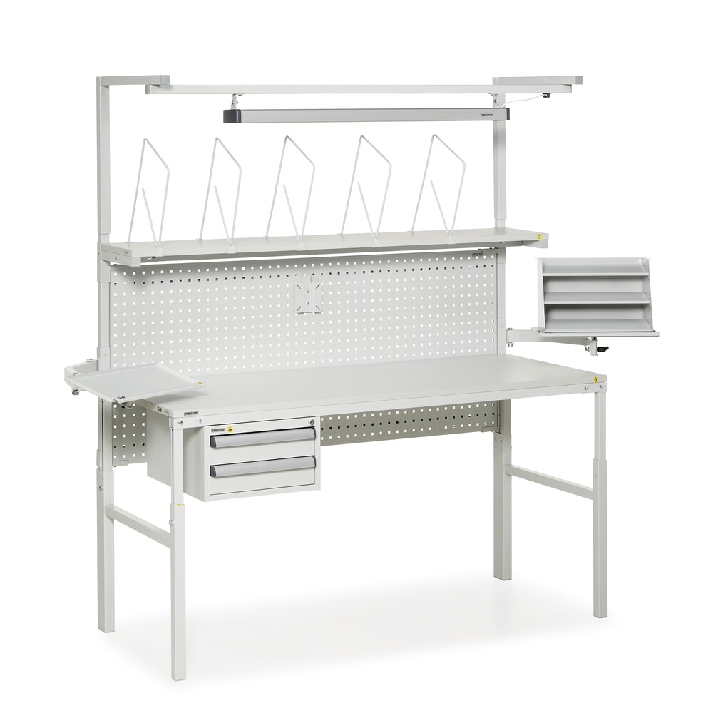Produktabbildung Nr. 4: TRESTON Arbeitstisch mit Etagenbord, höhenverstellbar, TK 300 kg, BxT 1.800 x 700 mm