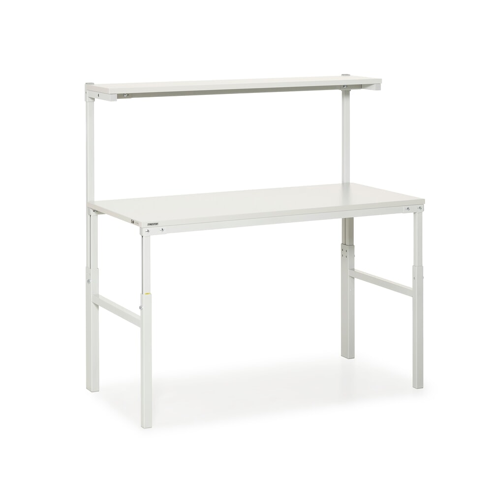 Produktabbildung: TRESTON Arbeitstisch mit Etagenbord, höhenverstellbar, TK 300 kg, BxT 1.500 x 700 mm