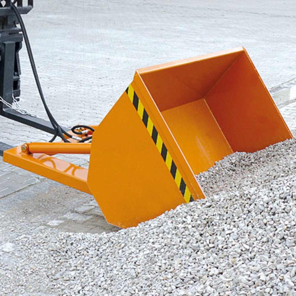 N° de l'image du produit 3 : Eichinger® Pelle chargeuse avec dispositif de basculement hydraulique, 1 600 kg, 500 litres orangé pur