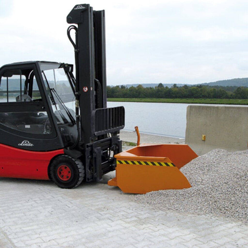 Eichinger® Schaufel mit Staplergabel-Durchschub, 1500 kg, 300 Liter reinorange Produktabbildung Nr. 4: Eichinger® Schaufel mit Staplergabel-Durchschub, 1500 kg, 300 Liter reinorange