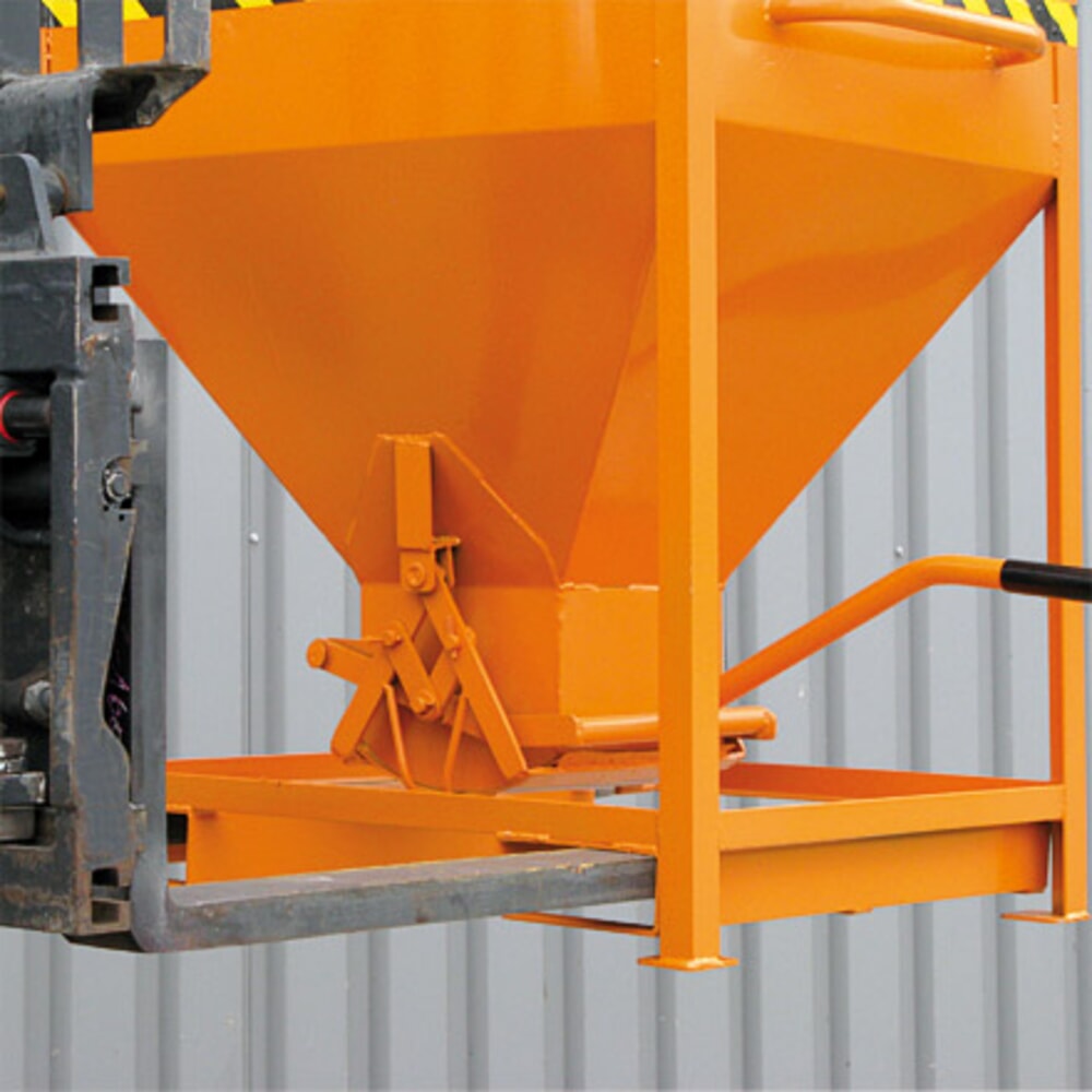 N° de l'image du produit 4 : Eichinger® Conteneur silo entrées de fourche et œillets de grue, sortie centrale commandé par levier, 300 litres, orangé pur
