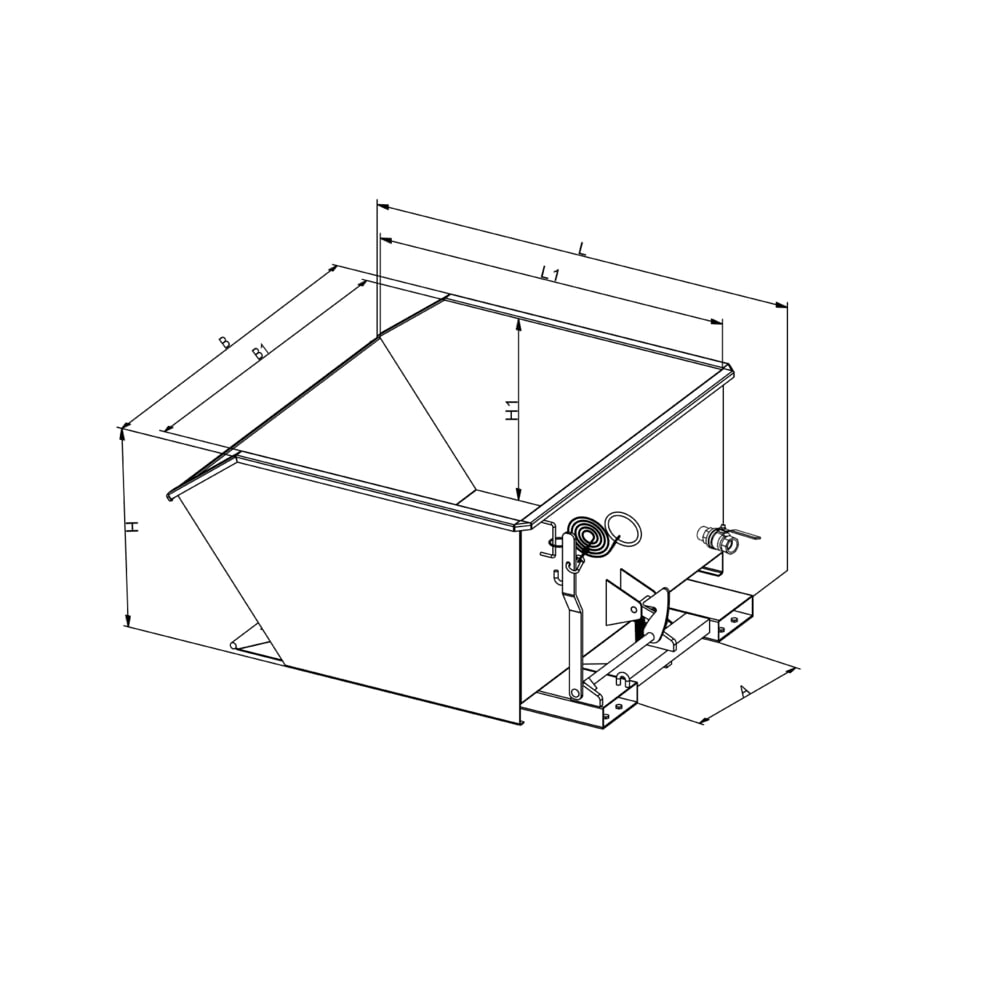 N° de l'image du produit 3 : Eichinger® Benne basculante à copeaux avec tamis et robinet de vidange, 1 000 kg, 300 litres, gris anthracite