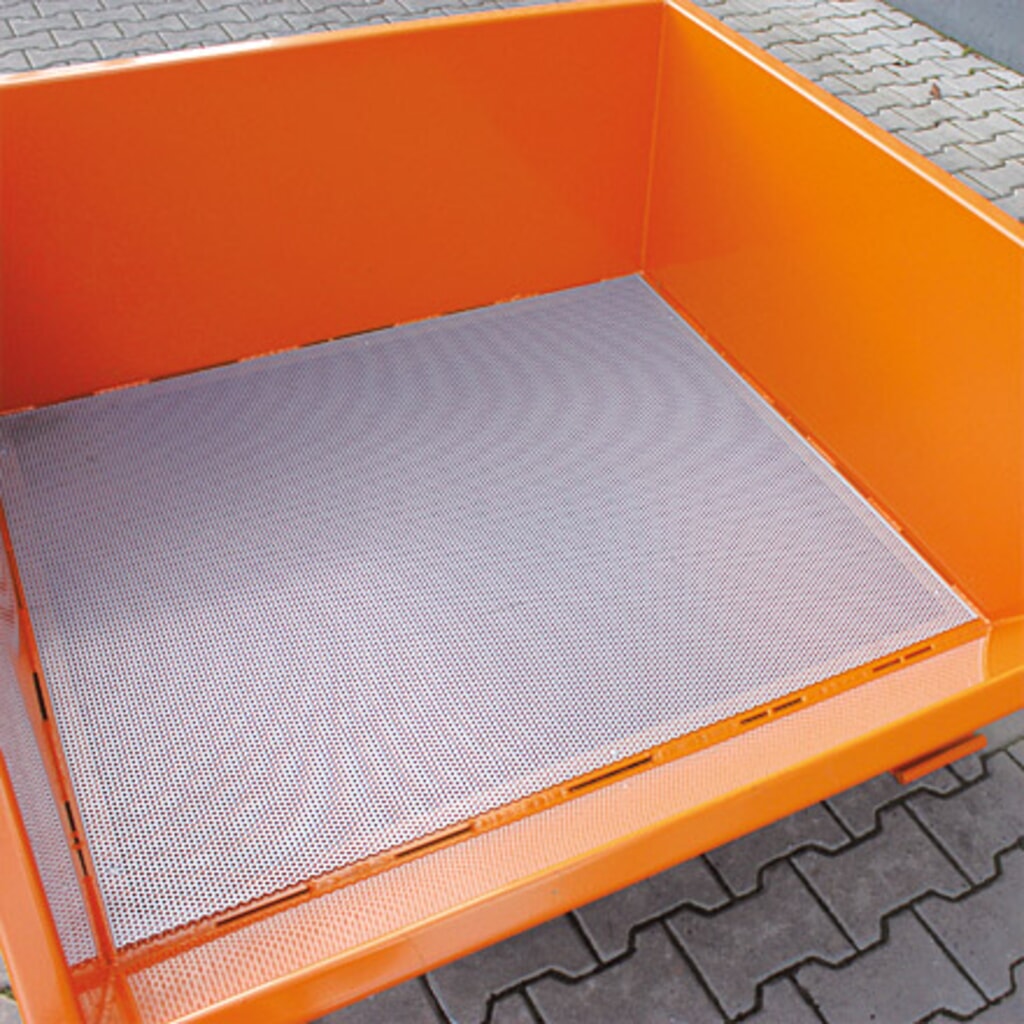 Produktabbildung Nr. 6: Eichinger® Spänebehälter mit Lochblech-Boden und Ablasshahn, 1000 kg, 300 Liter, reinorange