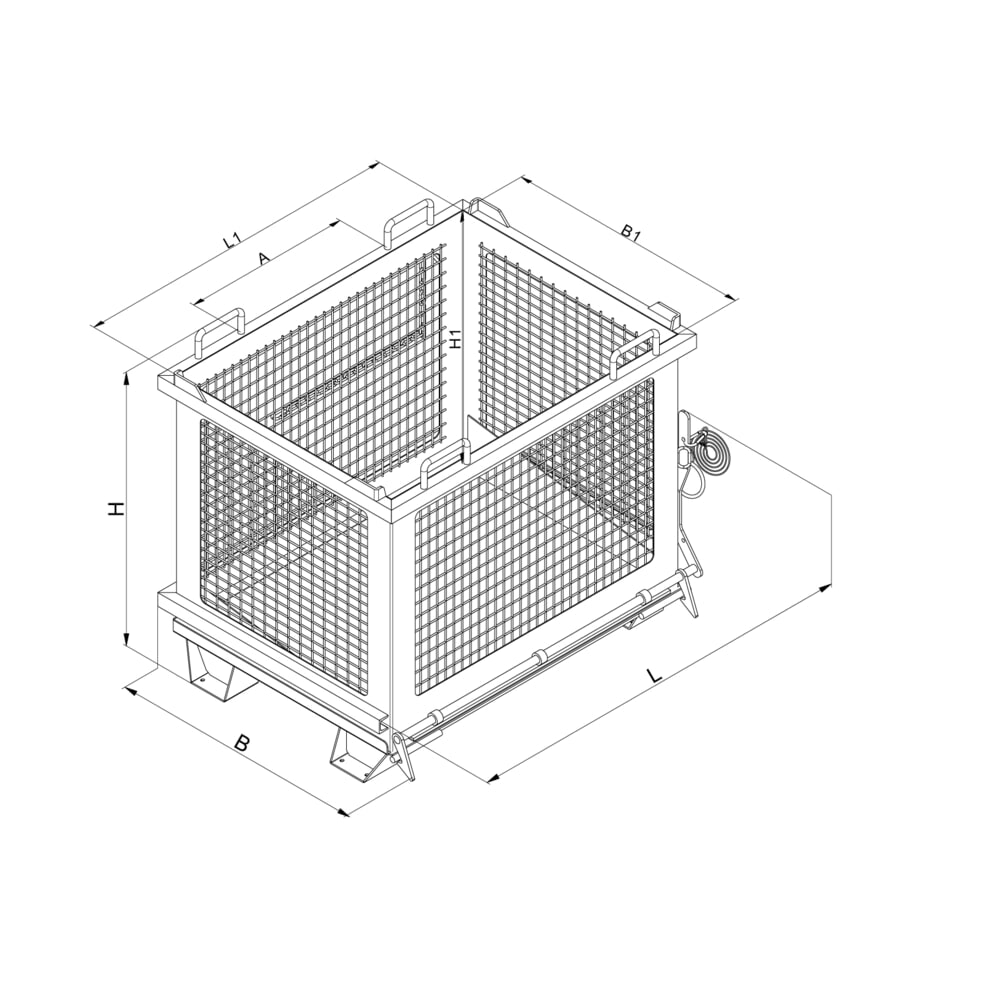 N° de l'image du produit 6 : Eichinger® Benne basculante à grille avec fond basculant déverrouillable, 500 kg, 1 000 litres, orangé pur
