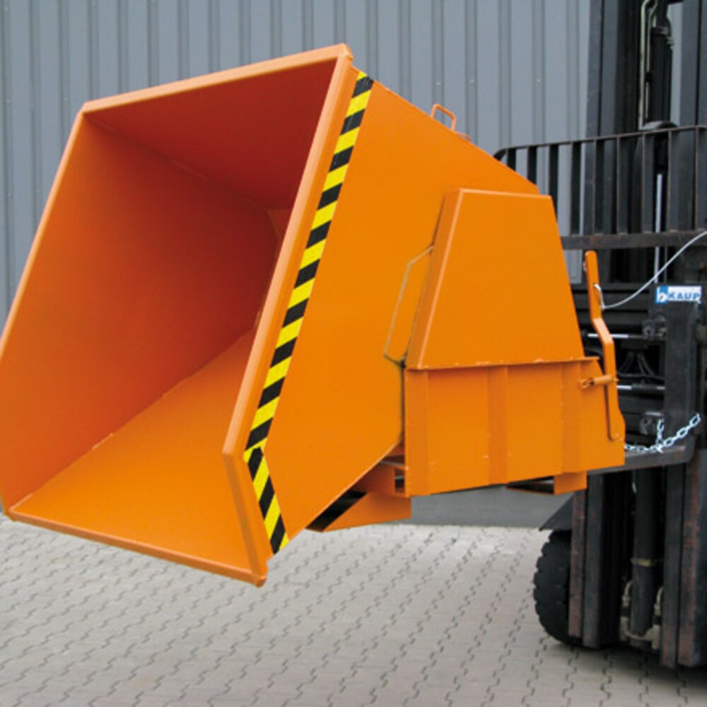 Produktabbildung Nr. 4: Eichinger® Kippbehälter mit geschützten Abrollkufen, 1000 kg, 300 Liter, reinorange
