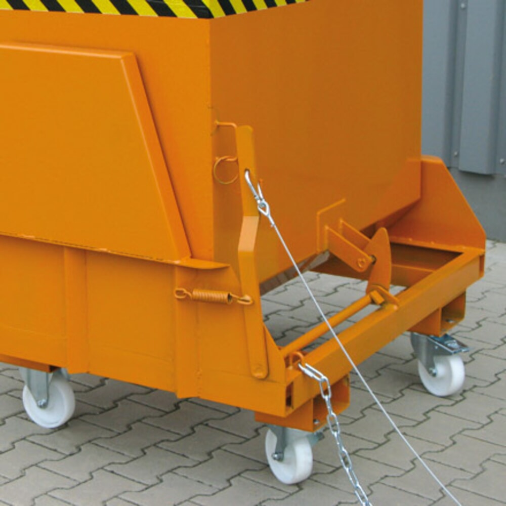 Produktabbildung Nr. 5: Eichinger® Kippbehälter mit geschützten Abrollkufen, 1000 kg, 300 Liter, reinorange