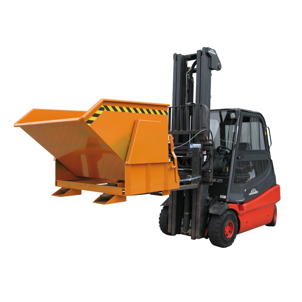 Produktabbildung Nr. 6: Eichinger® Kippbehälter mit geschützten Abrollkufen, 1000 kg, 300 Liter, reinorange