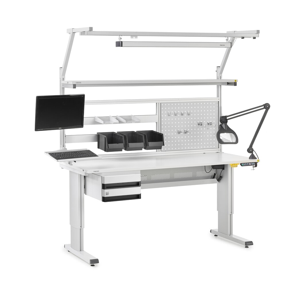 TRESTON WB-Arbeitstisch, ESD, elektrisch höhenverstellbar, BxT 1.800 x 800 mm, mit Kabelwanne Produktabbildung Nr. 4: TRESTON WB-Arbeitstisch, ESD, elektrisch höhenverstellbar, BxT 1.800 x 800 mm, mit Kabelwanne