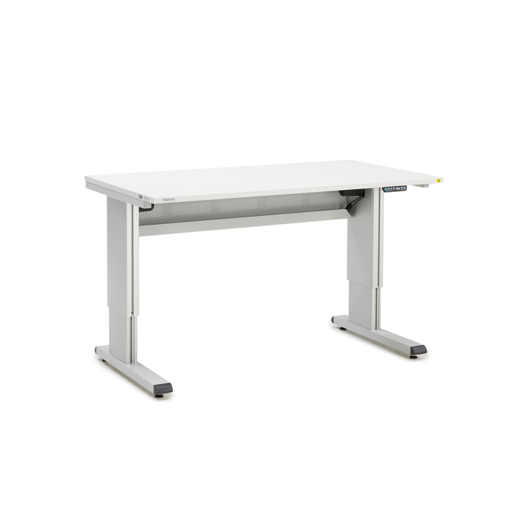 Produktabbildung: TRESTON WB-Arbeitstisch, ESD, elektrisch höhenverstellbar, BxT 1.500 x 800 mm, mit Kabelwanne