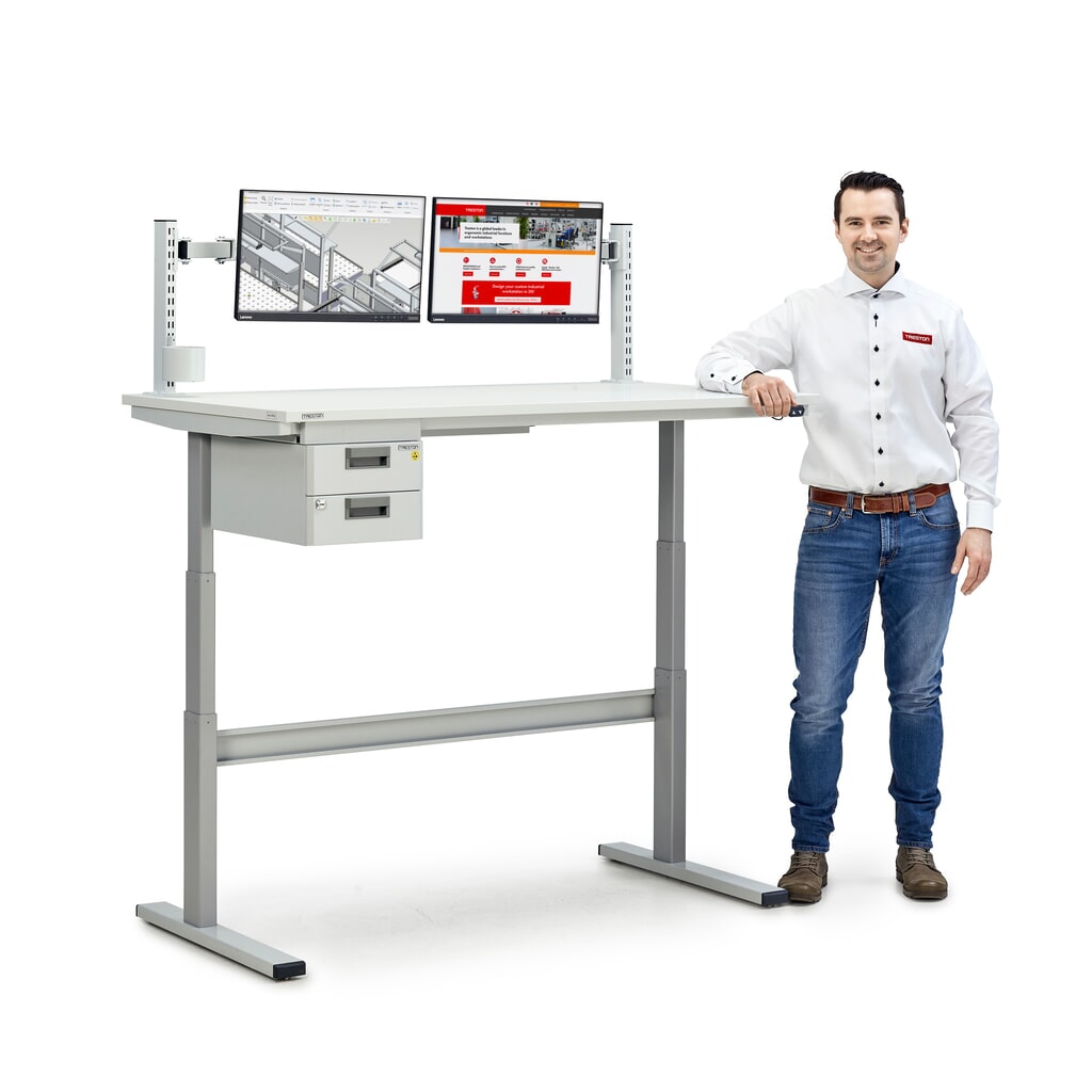 Displayhalterung für TRESTON TED-Arbeitstisch, TK 7 kg, Armlänge 2x 200 mm Produktabbildung Nr. 3: Displayhalterung für TRESTON TED-Arbeitstisch, TK 7 kg, Armlänge 2x 200 mm