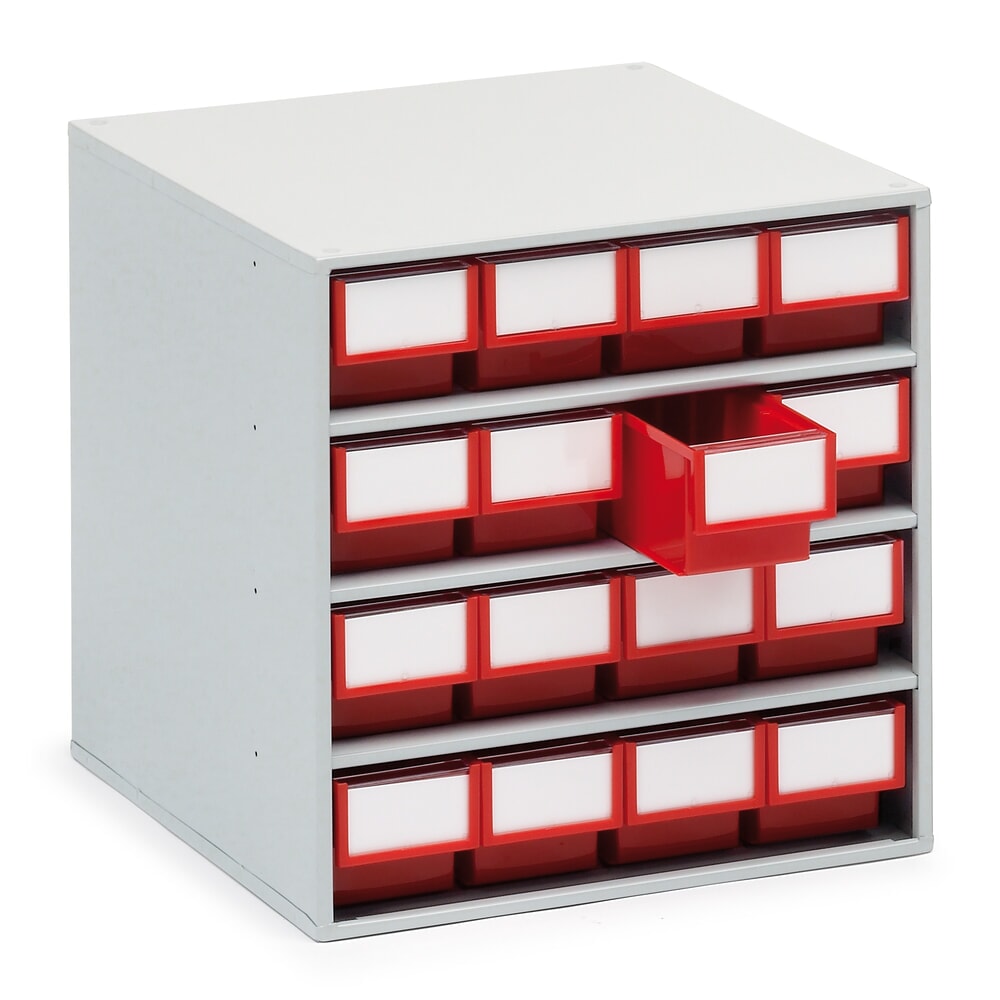N° de l'image du produit 1 : Système de rangement à tiroirs, 16 tiroirs, profondeur 400 mm, rouge