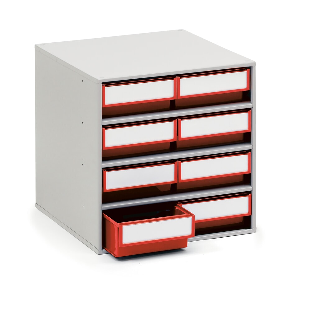 N° de l'image du produit 1 : Système de rangement à tiroirs, 8 tiroirs, profondeur 400 mm, rouge