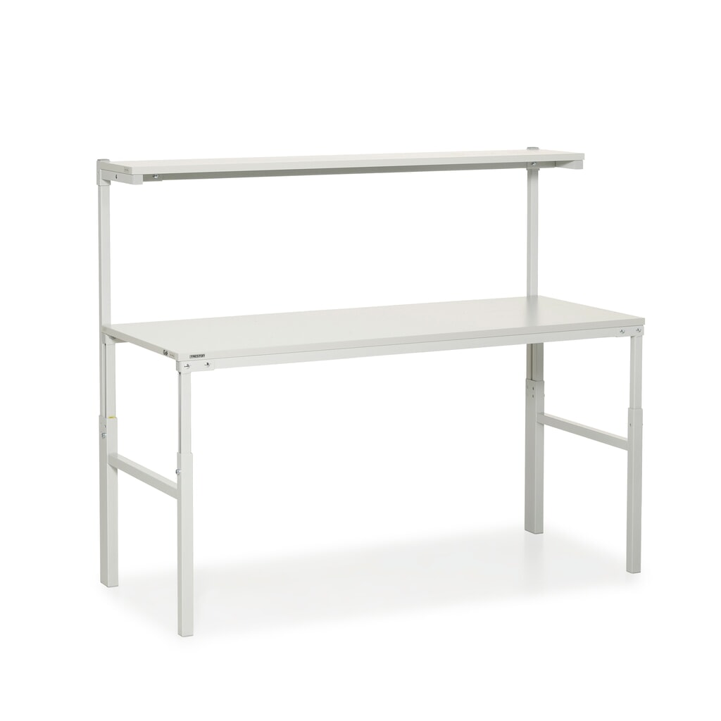 TRESTON Arbeitstisch mit Etagenbord, höhenverstellbar, TK 300 kg, BxT 1.800 x 900 mm Produktabbildung: TRESTON Arbeitstisch mit Etagenbord, höhenverstellbar, TK 300 kg, BxT 1.800 x 900 mm