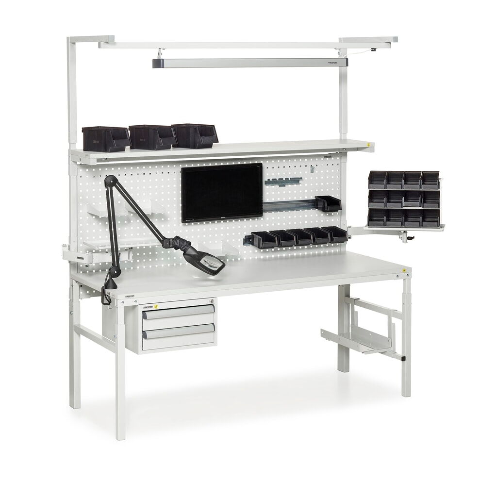 Produktabbildung Nr. 5: TRESTON TPH-Arbeitstisch mit Etagenboard, ESD, manuell höhenverstellbar, BxT 1.500 x 900 mm
