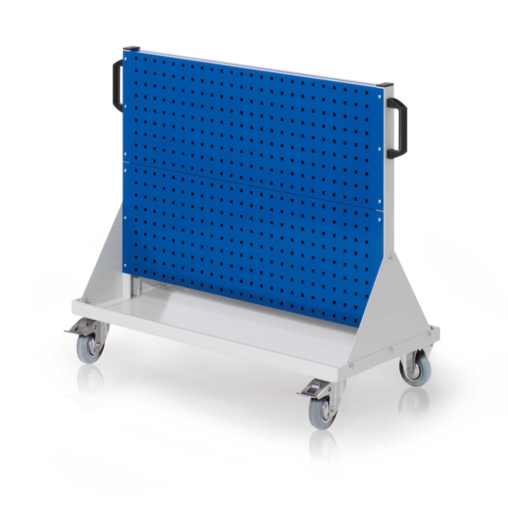 Kappes Rastermobil-Rollwagen, HxBxT 890 mm x 1000 mm x 500 mm, 4 Lochplatten, lichtgrau/enzianblau Produktabbildung: Kappes Rastermobil-Rollwagen, HxBxT 890 mm x 1000 mm x 500 mm, 4 Lochplatten, lichtgrau/enzianblau
