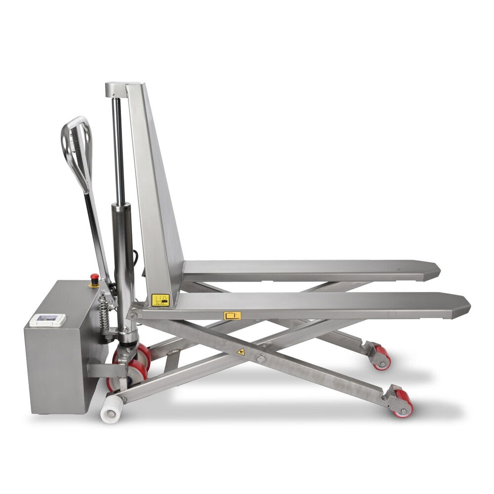 Produktabbildung Nr. 6: Edelstahl-Scherenhubwagen Ameise® PTM 1.0 Scissor INOX, Tragfähigkeit 1000 kg, elektrohydraulisch, Gabellänge 1200 mm, Nylon