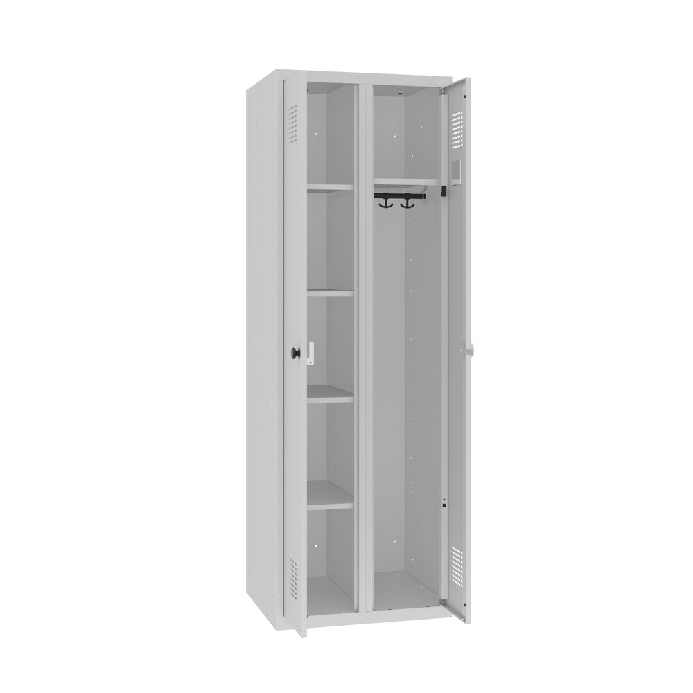 Produktabbildung: Steinbock® Kleider-/Wäschespind, 1 Abteil, Drehriegelverschluss, HxBxT 1800 x 600 x 500 mm, lichtgrau/lichtgrau