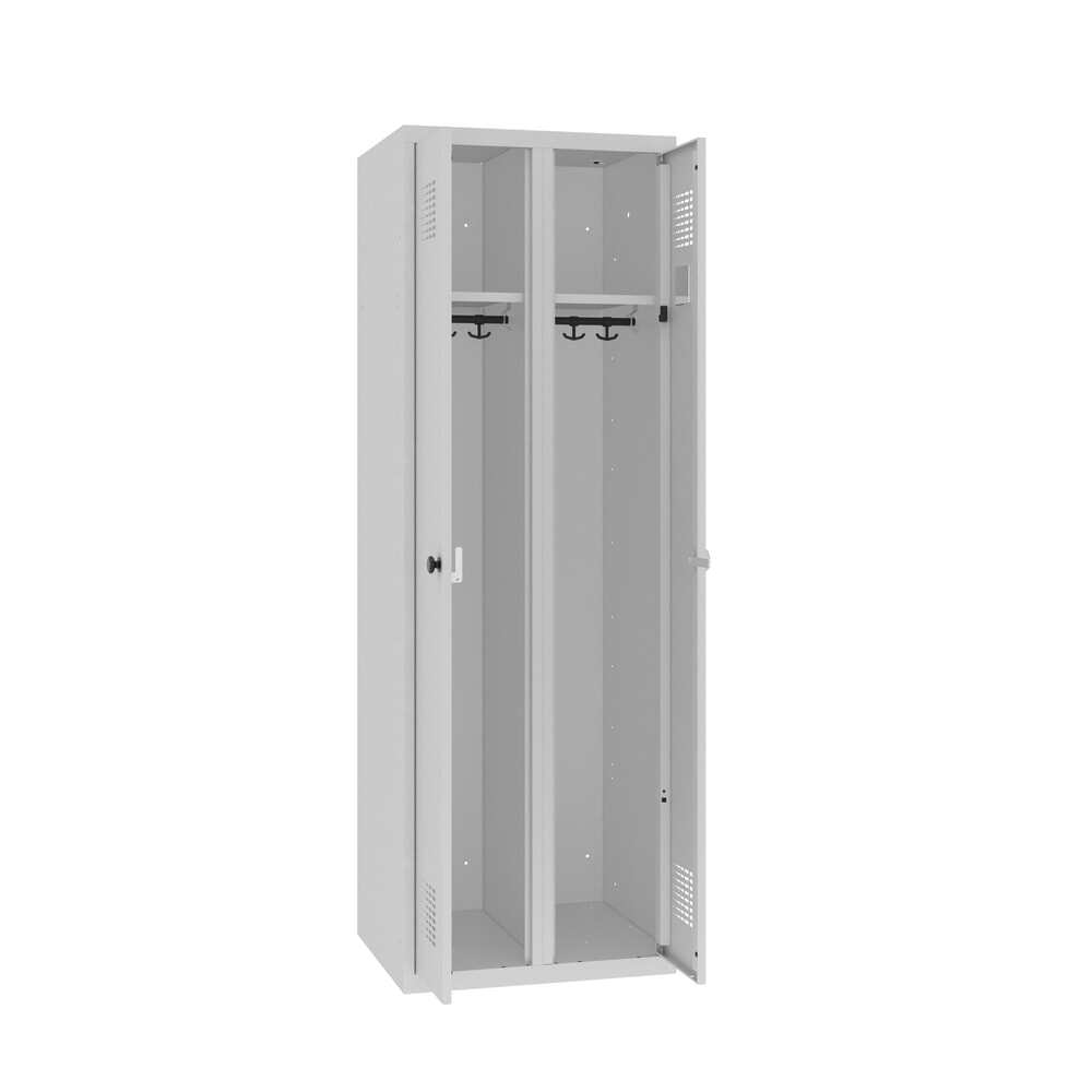 Produktabbildung: Steinbock® Doppelspind, 1 Abteil, Zylinderschloss, HxBxT 1800 x 600 x 500 mm, lichtgrau/lichtgrau
