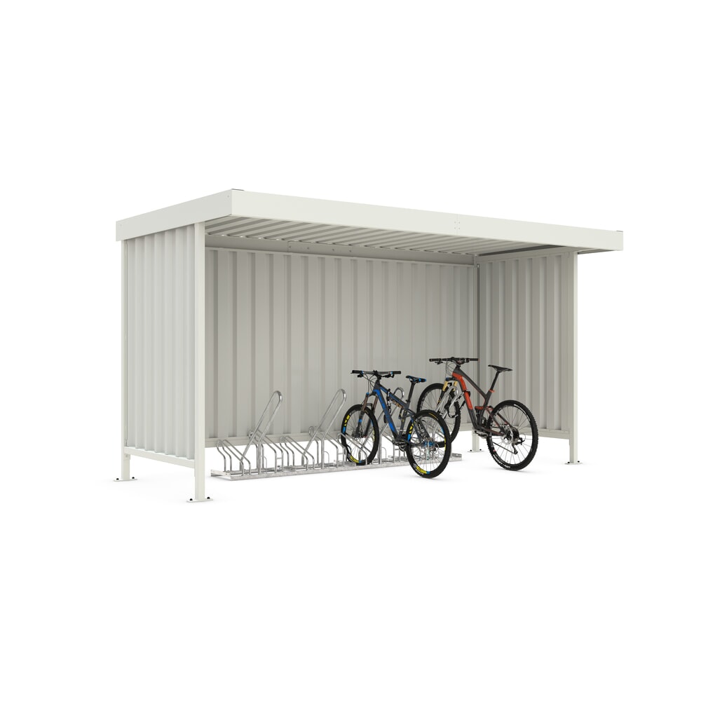 Produktabbildung: wsm® Fahrradüberdachung Leipzig, Flachdach mit Attika, für 8 Fahrräder