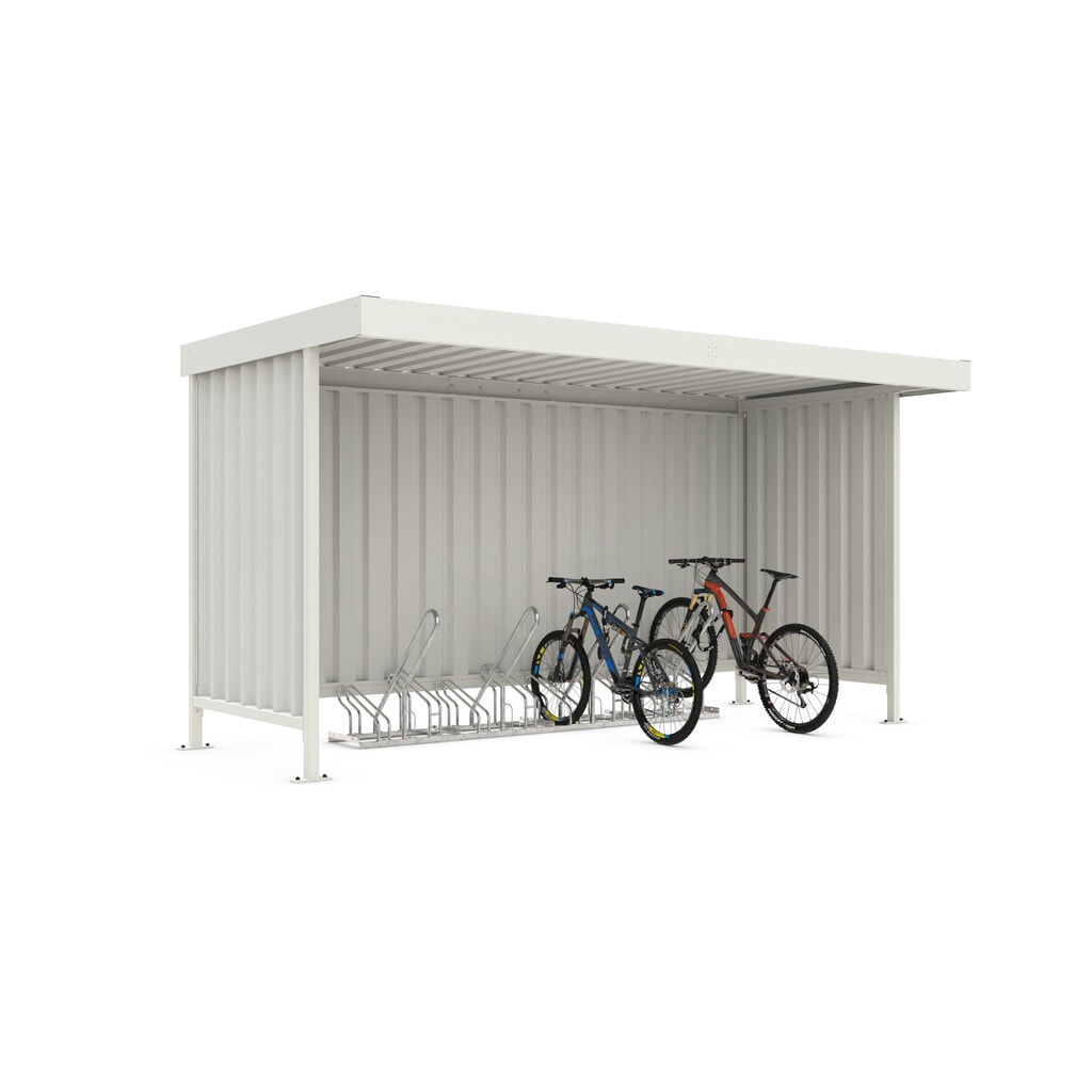 Produktabbildung: wsm® Fahrradüberdachung Leipzig, Flachdach mit Attika, für 8 Fahrräder