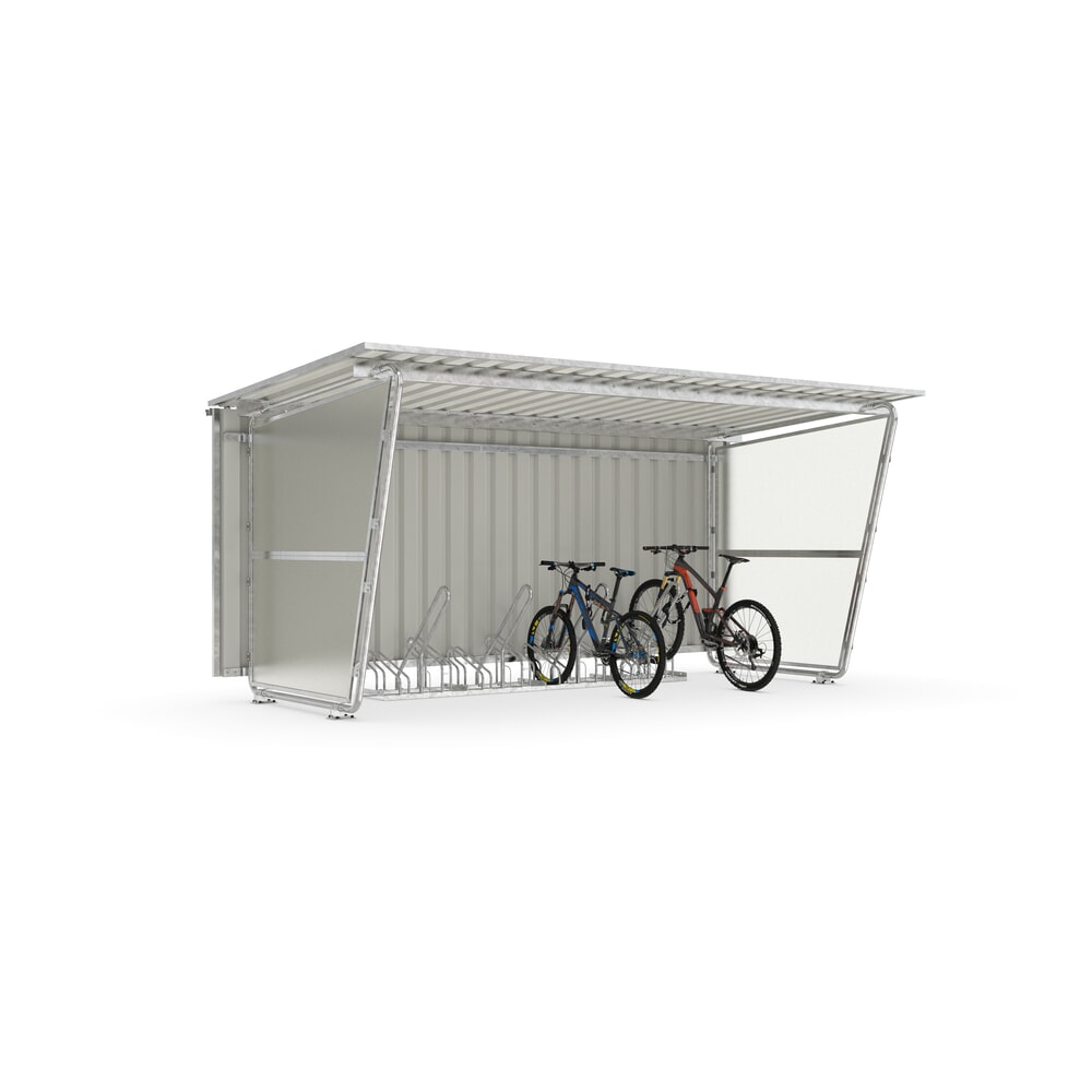 Produktabbildung: wsm® Fahrradüberdachung Siegen, Pultdach mit Trapezblech, für 8 Fahrräder
