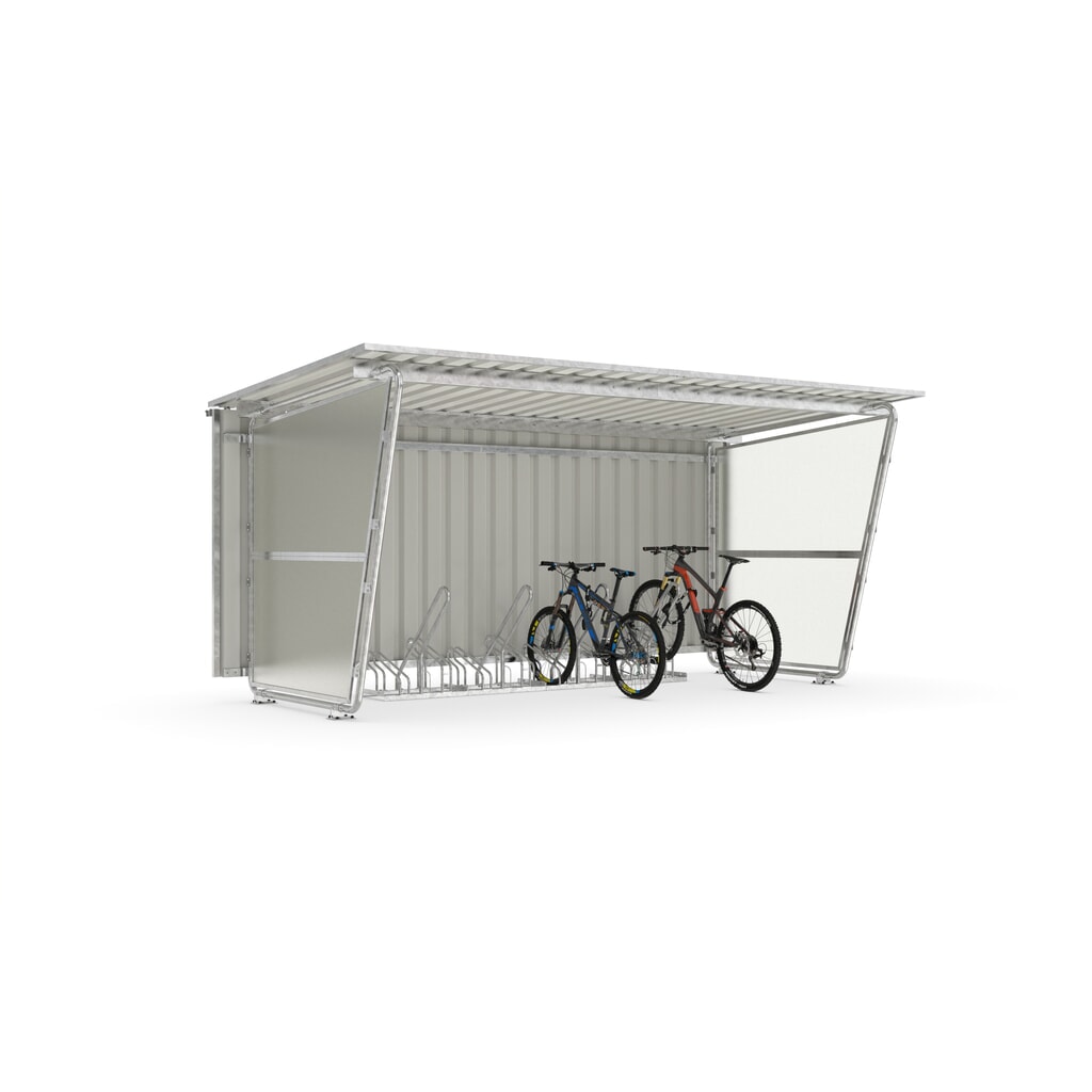Produktabbildung: wsm® Fahrradüberdachung Siegen, Pultdach mit Trapezblech, für 8 Fahrräder