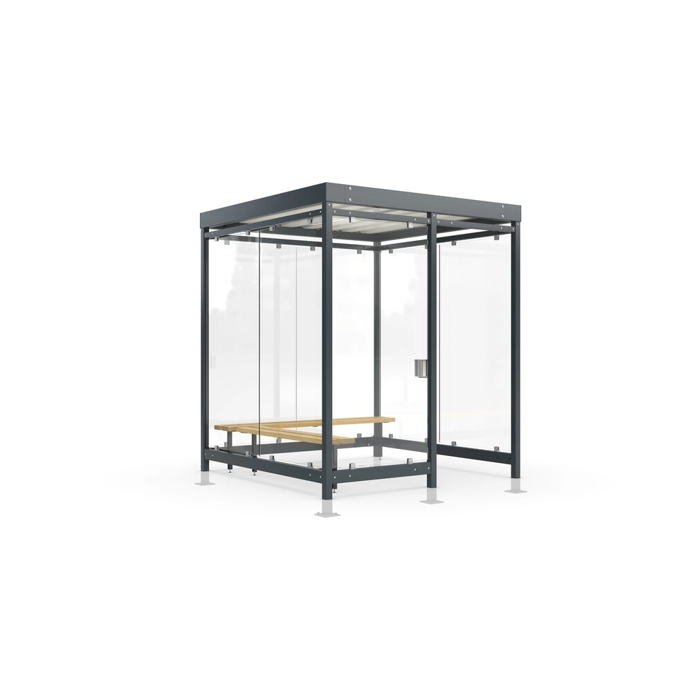 Produktabbildung: wsm® Raucherunterstand Professional Köln, ESG-Verglasung, integrierte Beleuchtung, Bausatz, HxBxT 2440 mm x 2165 mm x 2165 mm