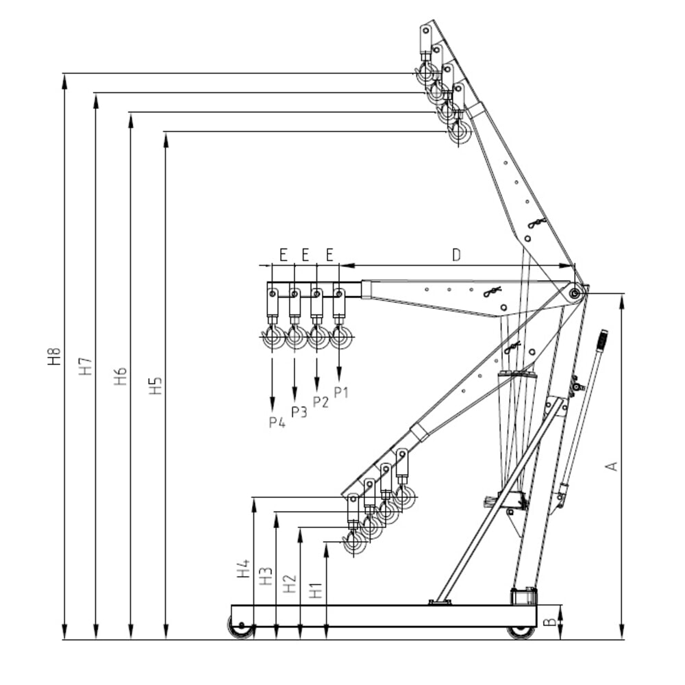Immagine del prodotto n. 5: Gru parallela Steinbock®, pompa a due vie, portata 500 kg