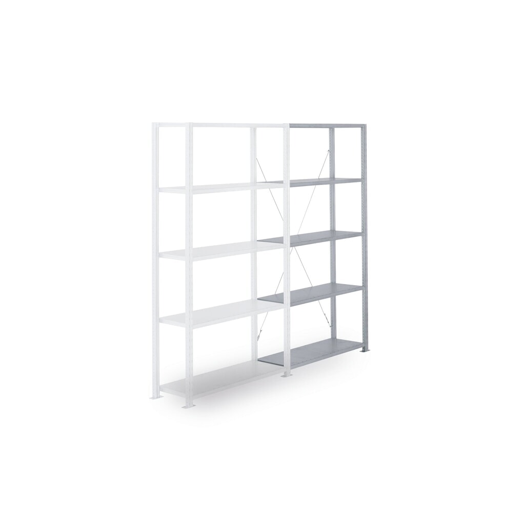 ManOrga Fachbodenregal, AF, mit Stahlpaneel-Fachböden, FL 350 kg, verzinkt, HxBxT 2.000 x 1.000 x 400 mm Produktabbildung: ManOrga Fachbodenregal, AF, mit Stahlpaneel-Fachböden, FL 350 kg, verzinkt, HxBxT 2.000 x 1.000 x 400 mm