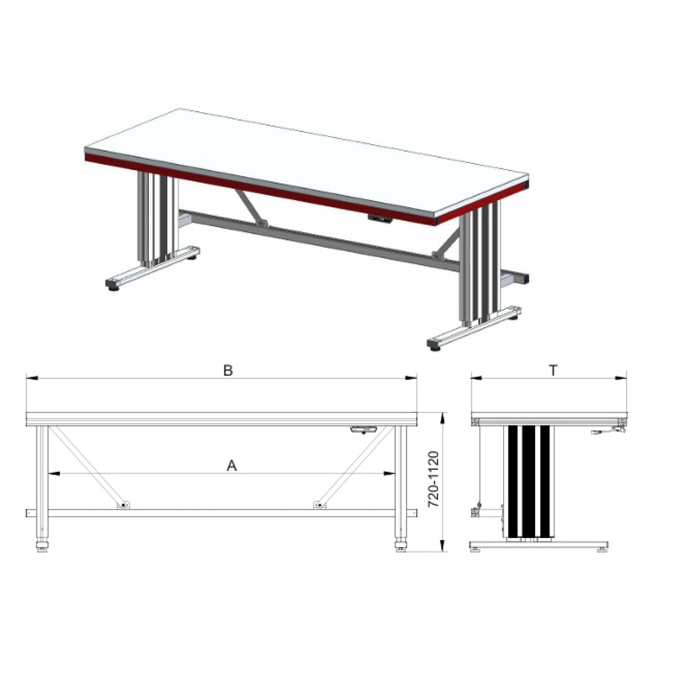 Produktabbildung Nr. 2: Rocholz Höhenverstellbarer Packtisch SYSTEM FLEX, elektrisch, HxBxT 720–1120 mm x 1200 mm x 800 mm