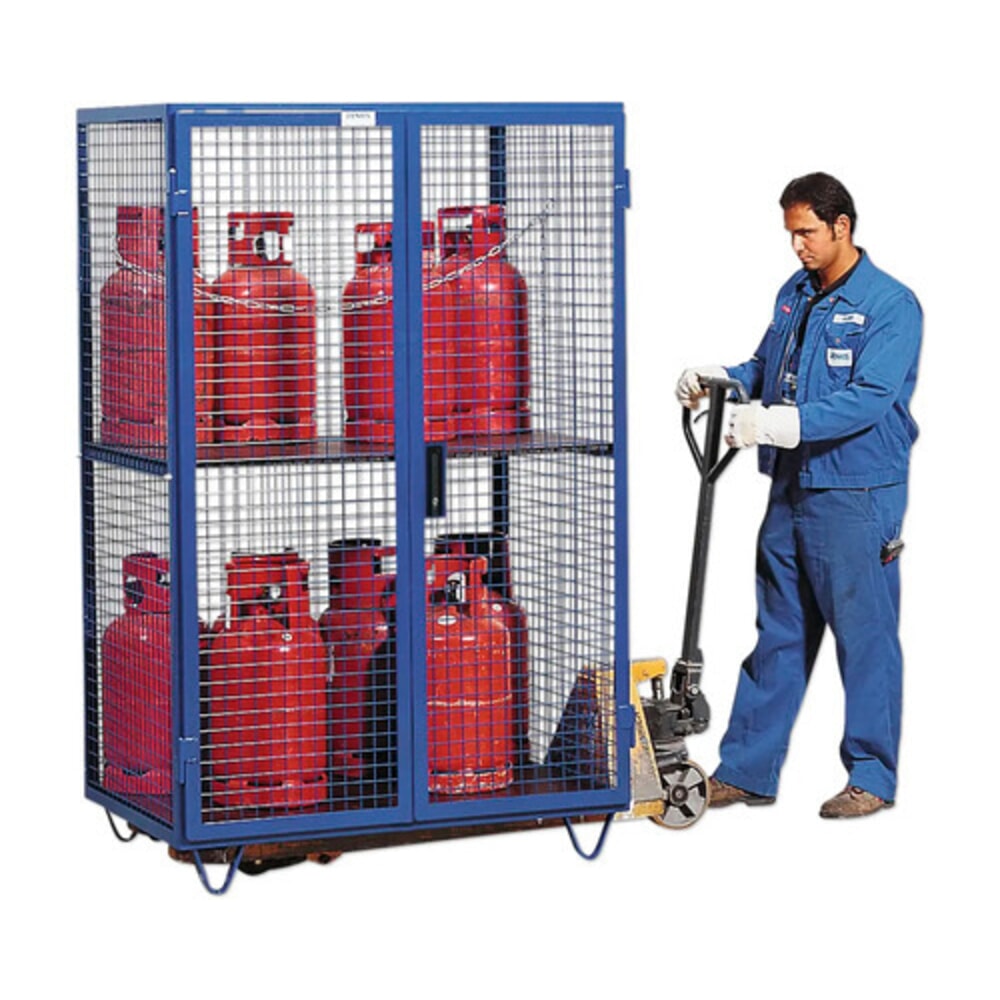 Productafbeelding nr. 3: Roosterkast voor gasflessen, dubbele deur, met voetjes, h x b x d 1.970 x 1.250 x 800 mm