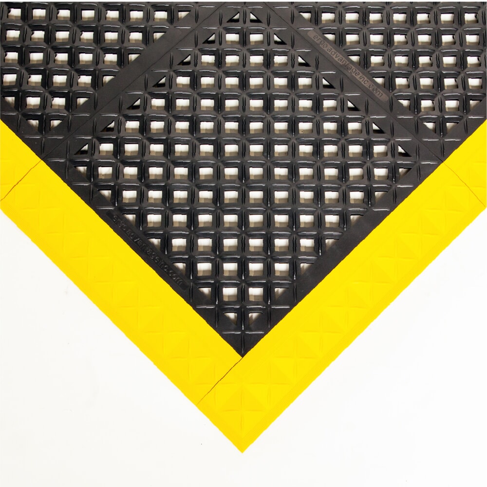 Produktabbildung Nr. 1: REBOURNE® Anti-Ermüdungsmatte H2, hochbelastbar, gelochte Oberfläche, Arbeitsplatz-Set mit 4 Randleisten, BxL 1120 mm x 1120 mm