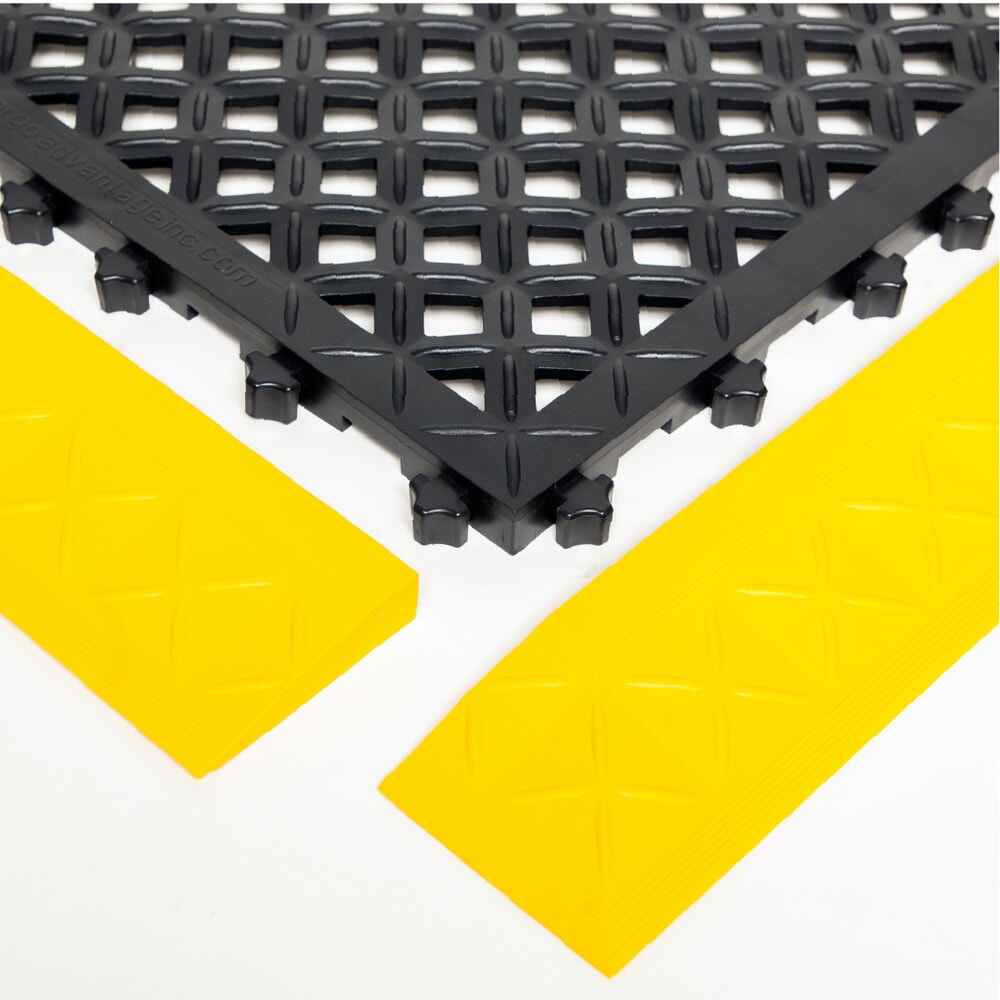 Produktabbildung Nr. 3: REBOURNE® Anti-Ermüdungsmatte H2, hochbelastbar, gelochte Oberfläche, Arbeitsplatz-Set mit 4 Randleisten, BxL 1120 mm x 1120 mm