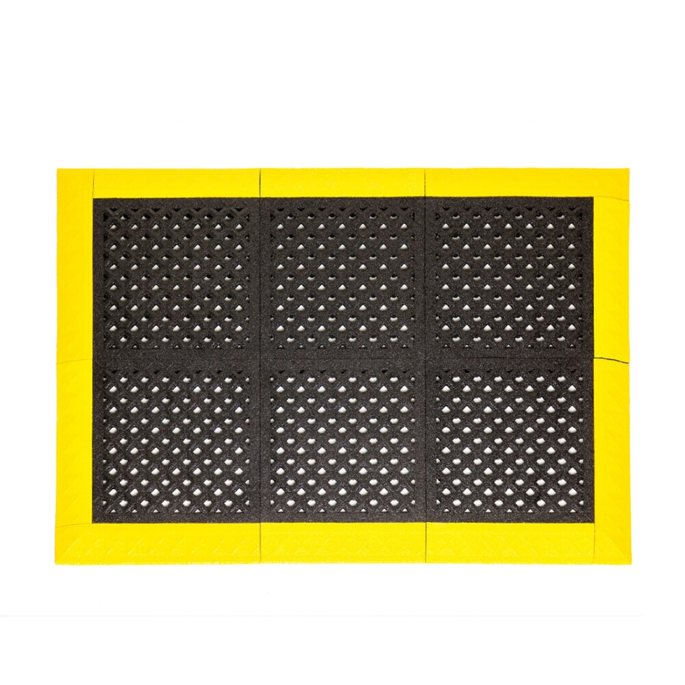 Produktabbildung Nr. 1: REBOURNE® Anti-Ermüdungsmatte H4, Antirutsch, gelochte Oberfläche, Arbeitsplatz-Set mit 4 Randleisten, BxL 1120 mm x 1120 mm