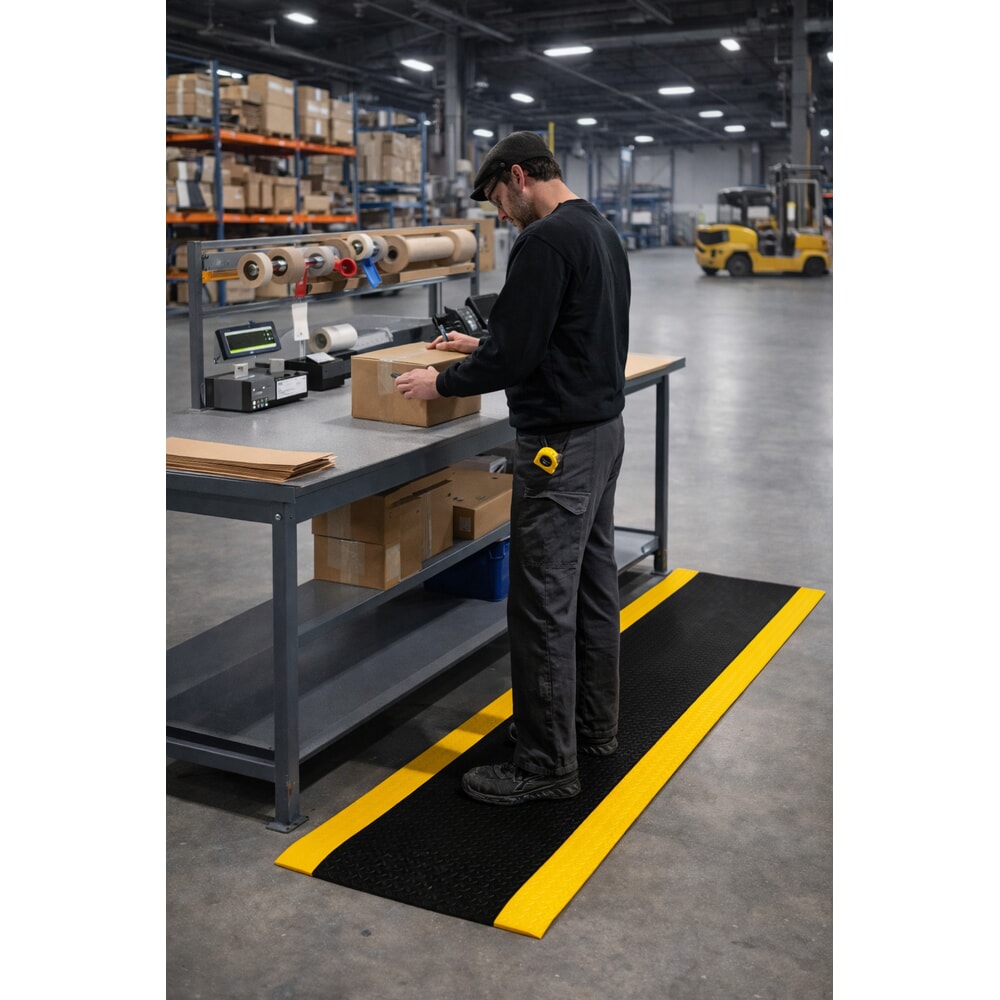 Produktabbildung Nr. 6: REBOURNE® Anti-Ermüdungsmatte W2, für Standzeit bis 8 Stunden, Raute, schwarz/gelb, BxL 600 mm x 910 mm