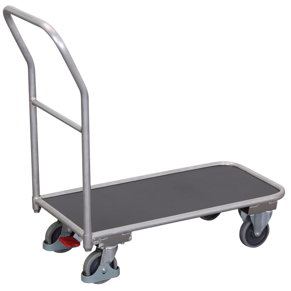 Produktabbildung: VARIOfit® Aluminium-Magazinwagen, mit Sperrholz-Ladefläche, EasySTOP®-Bremssystem