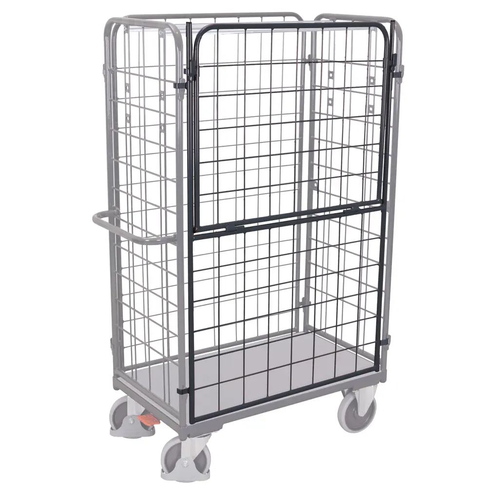 Längswand für VARIOfit® Paket- oder Etagenwagen, für 700 mm Tiefe, HxB 1525 mm x 970 mm, anthrazitgrau, klappbar Produktabbildung: Längswand für VARIOfit® Paket- oder Etagenwagen, für 700 mm Tiefe, HxB 1525 mm x 970 mm, anthrazitgrau, klappbar