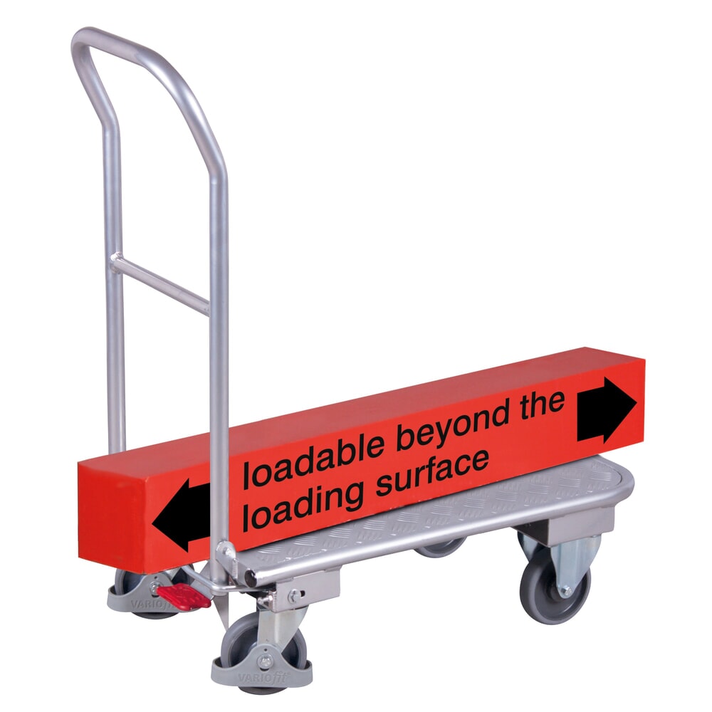 Produktabbildung: VARIOfit® Aluminium-Klappwagen mit Riffelblech-Ladefläche, EasySTOP®-Bremssystem, HxBxT 950 mm x 815 mm x 450 mm, Ladefläche geriffelt