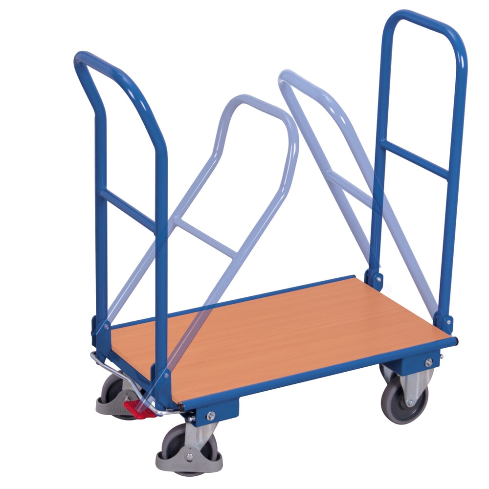 Produktabbildung: VARIOfit® Klappwagen, 2 Bügel, EasySTOP®-Bremssystem, HxBxT 940 mm x 850 mm x 450 mm, enzianblau