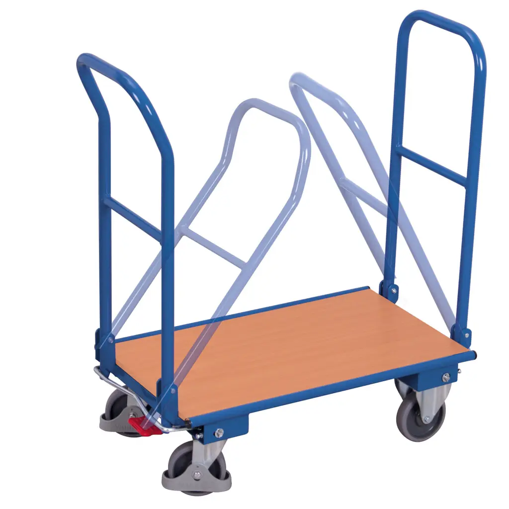 VARIOfit® Klappwagen, 2 Bügel, EasySTOP®-Bremssystem, HxBxT 940 mm x 850 mm x 450 mm, enzianblau Produktabbildung: VARIOfit® Klappwagen, 2 Bügel, EasySTOP®-Bremssystem, HxBxT 940 mm x 850 mm x 450 mm, enzianblau