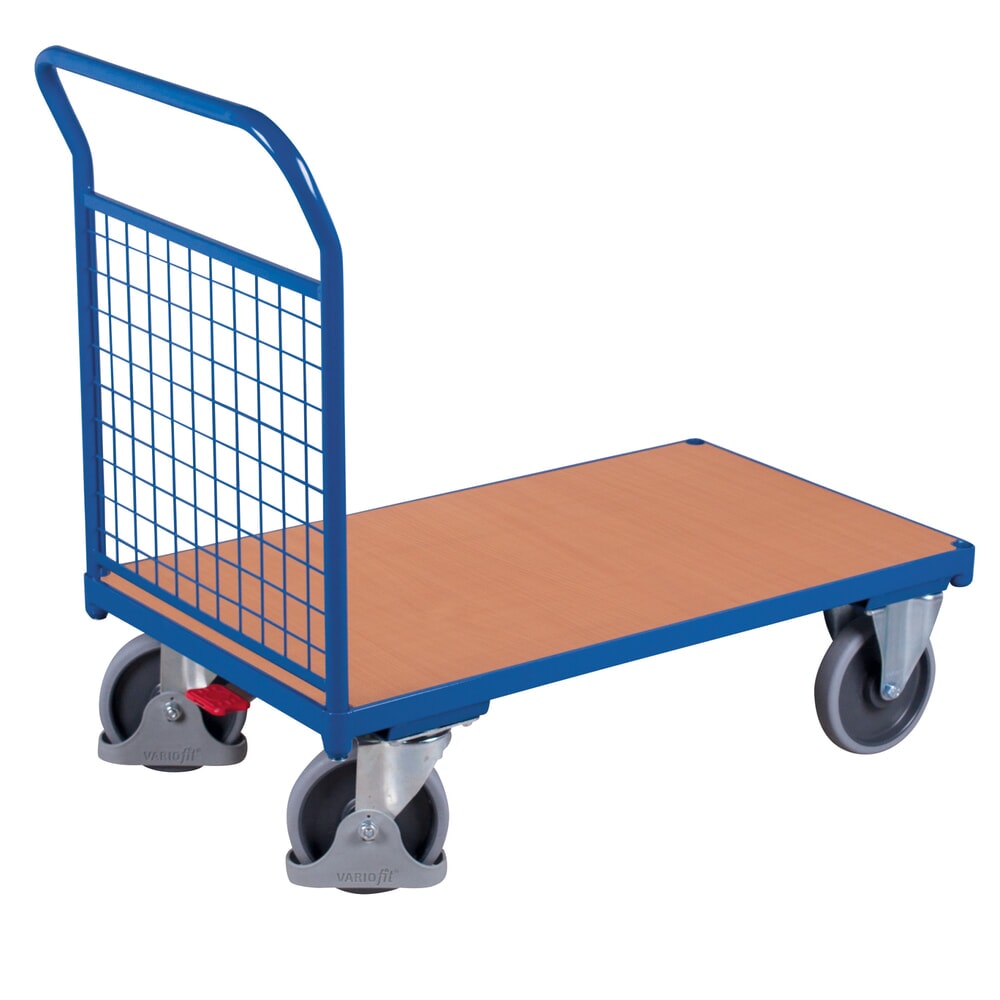 Produktabbildung: VARIOfit® Stirnwand-Magazinwagen, Drahtgitterwände, HxBxT 975 mm x 975 mm x 500 mm, enzianblau