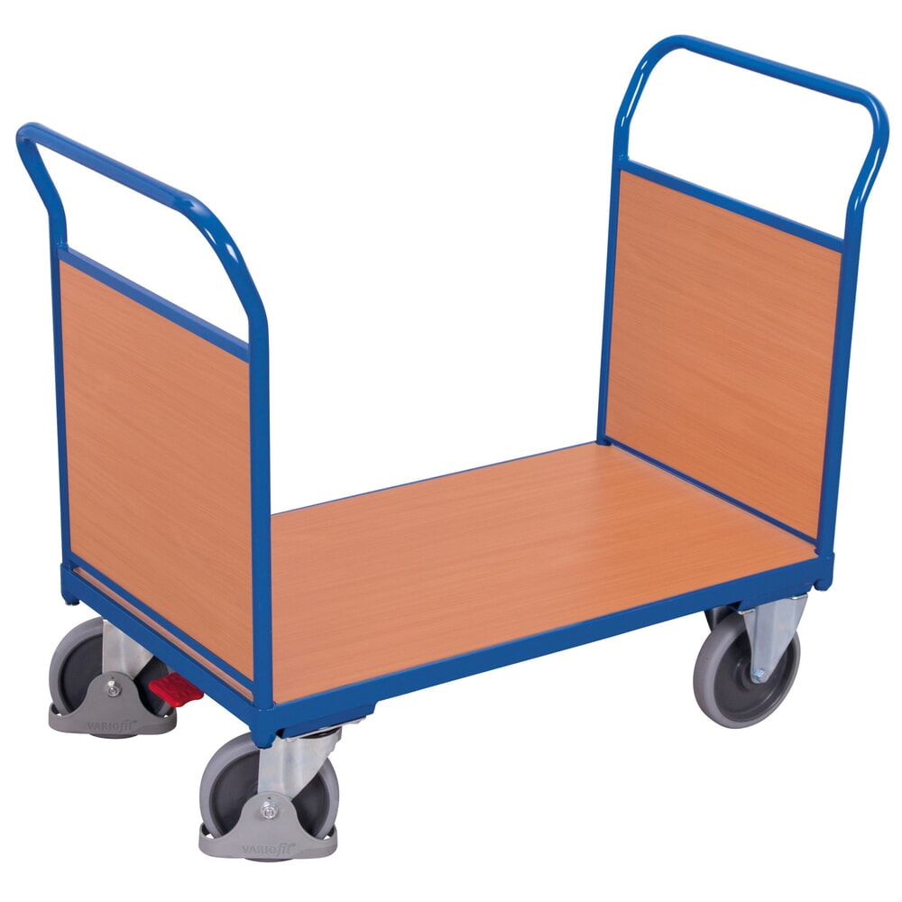 Produktabbildung: VARIOfit® Doppelstirnwandwagen, Holzwerkstoffplatten, HxBxT 975 mm x 1040 mm x 500 mm, Tragfähigkeit 400 kg, enzianblau