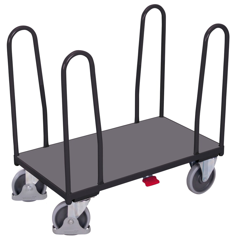 Produktabbildung: VARIOfit® Seitenbügel-Magazinwagen, 4 Bügel, HxBxT 990 mm x 910 mm x 500 mm, anthrazitgrau