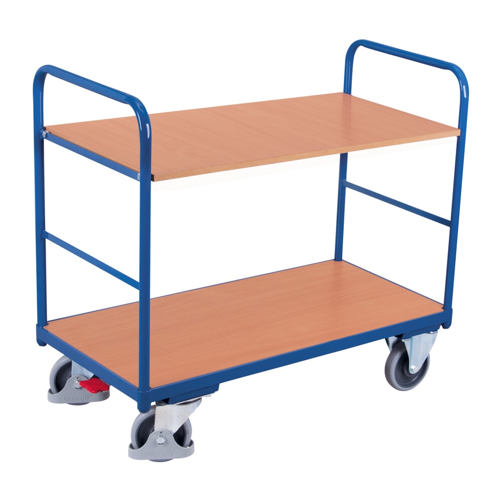 Produktabbildung: VARIOfit® Tischwagen, 2 Böden, HxBxT 990 mm x 910 mm x 500 mm, enzianblau
