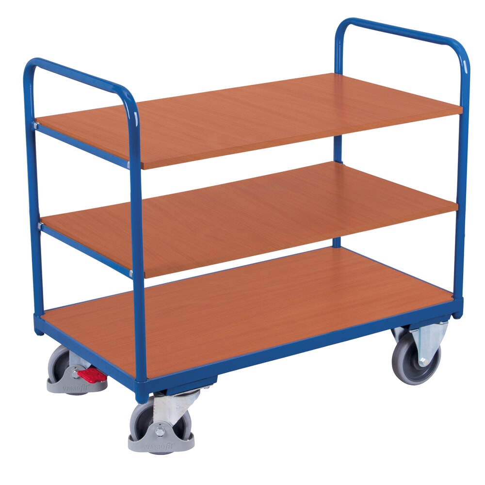 Produktabbildung Nr. 1: VARIOfit® Tischwagen, 3 Böden, HxBxT 990 mm x 910 mm x 500 mm, enzianblau