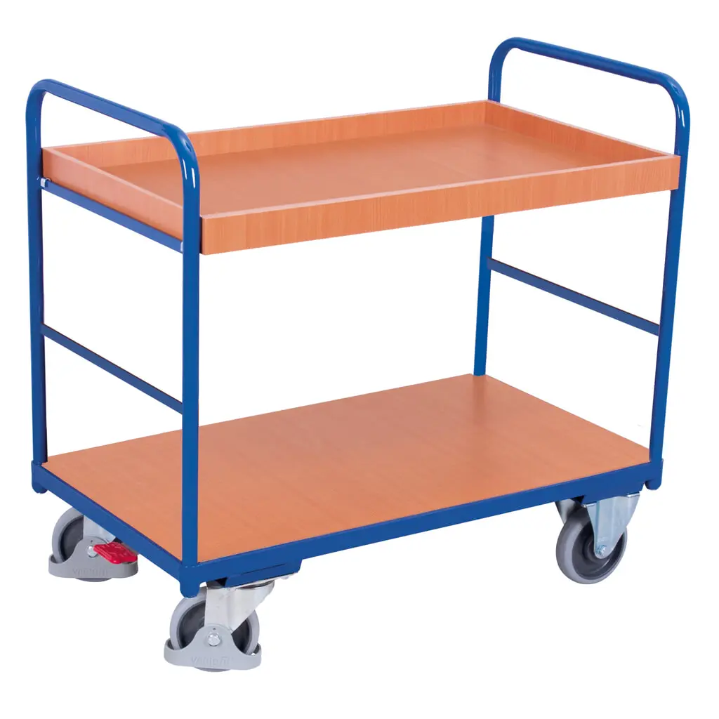 VARIOfit® Tischwagen, 1 Boden, 1 Tablett, HxBxT 990 mm x 910 mm x 500 mm, enzianblau Produktabbildung: VARIOfit® Tischwagen, 1 Boden, 1 Tablett, HxBxT 990 mm x 910 mm x 500 mm, enzianblau